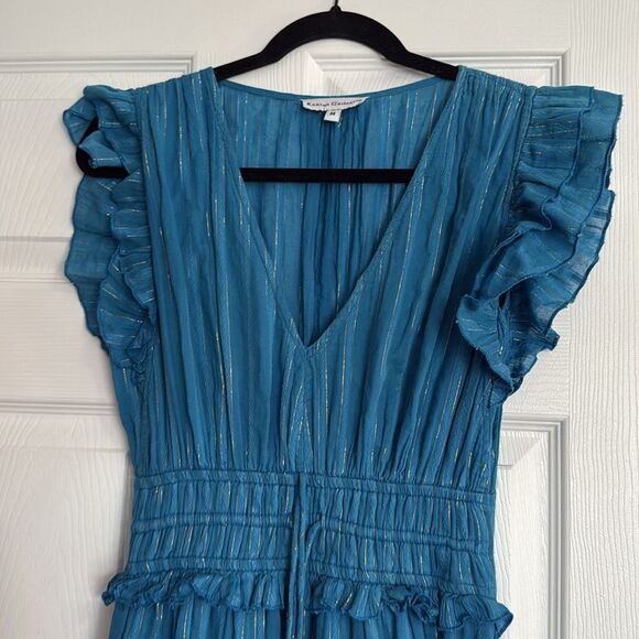 Elegant Blue Ruffle Sleeve Dress - KARINA GRIMALDI - Size Medium - NEVER WORN - Picture 3 of 5